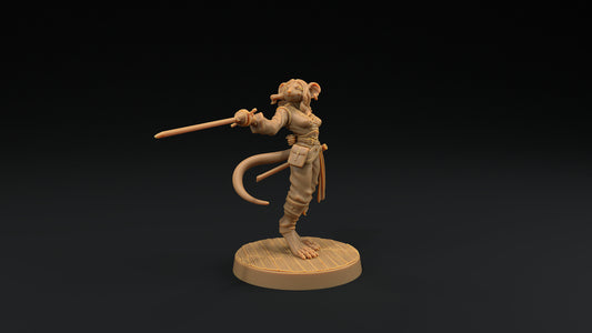 Millie, The Ratfolk Fencer | Dragon Trappers Lodge | Hunt for The Last Sea Angel | 32mm Scale Resin Printed Tabletop RPG Figure For DND