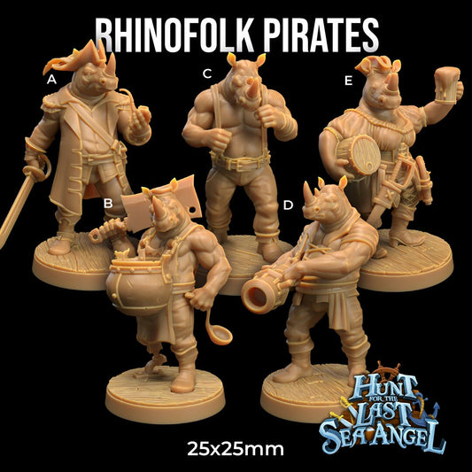 Rhinofolk Pirates Set | Dragon Trappers Lodge | Hunt for The Last Sea Angel | 32mm Scale Resin Printed Tabletop RPG Figure For DND