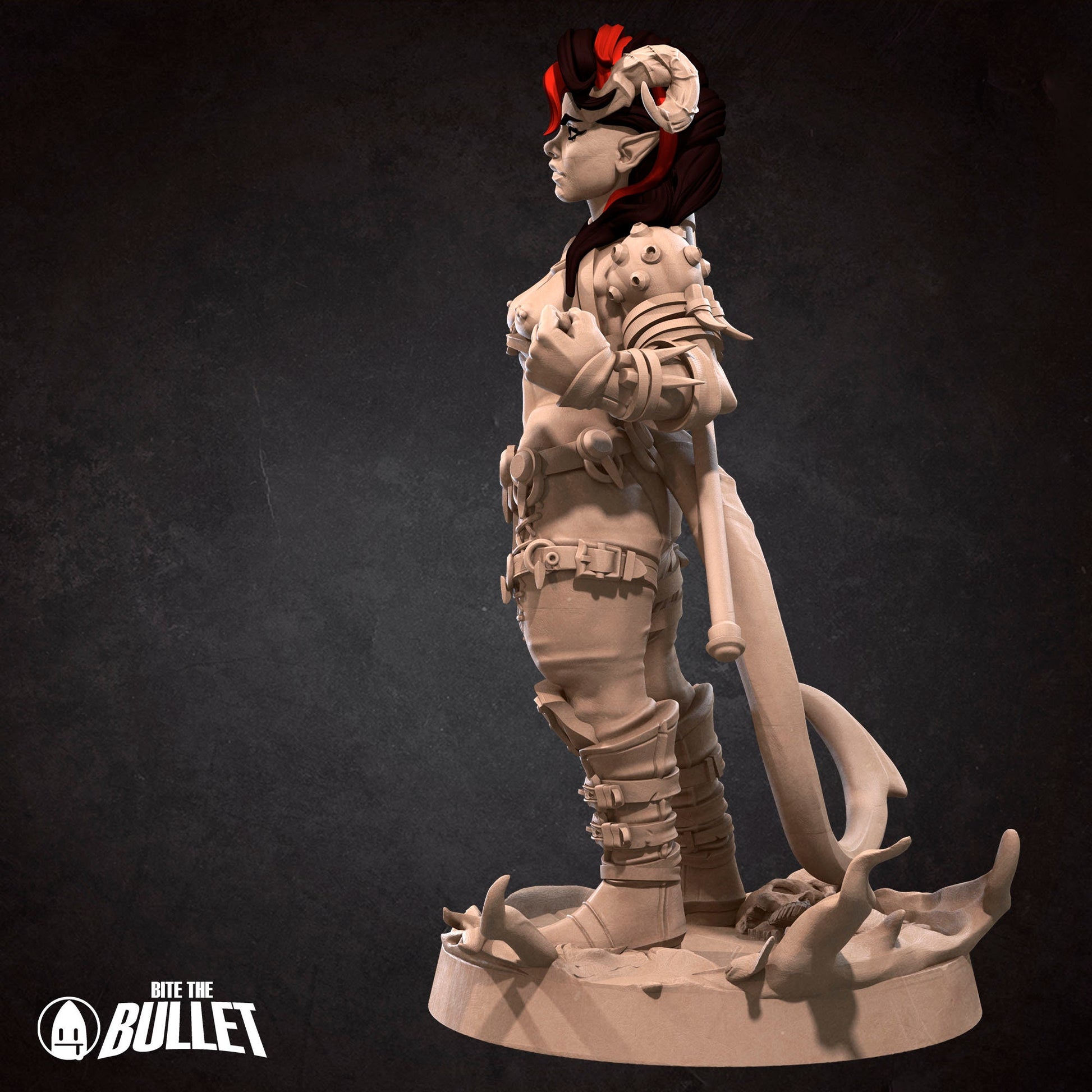 Tiefling Barbarian | NSFW Version | Bite The Bullet | 35mm Scale | Resin Printed Tabletop RPG Miniature Figures | DND | 5E