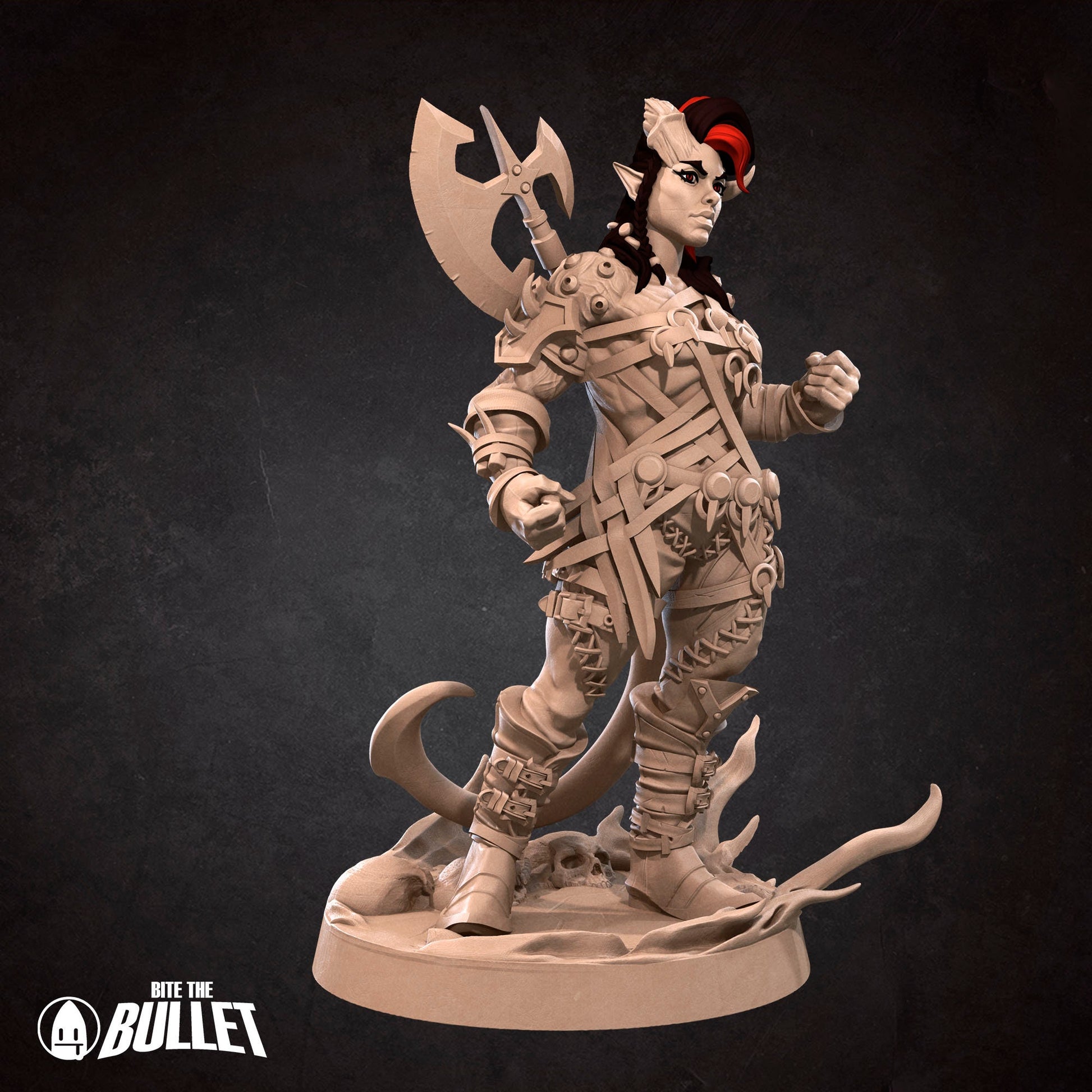 Tiefling Barbarian | NSFW Version | Bite The Bullet | 35mm Scale | Resin Printed Tabletop RPG Miniature Figures | DND | 5E