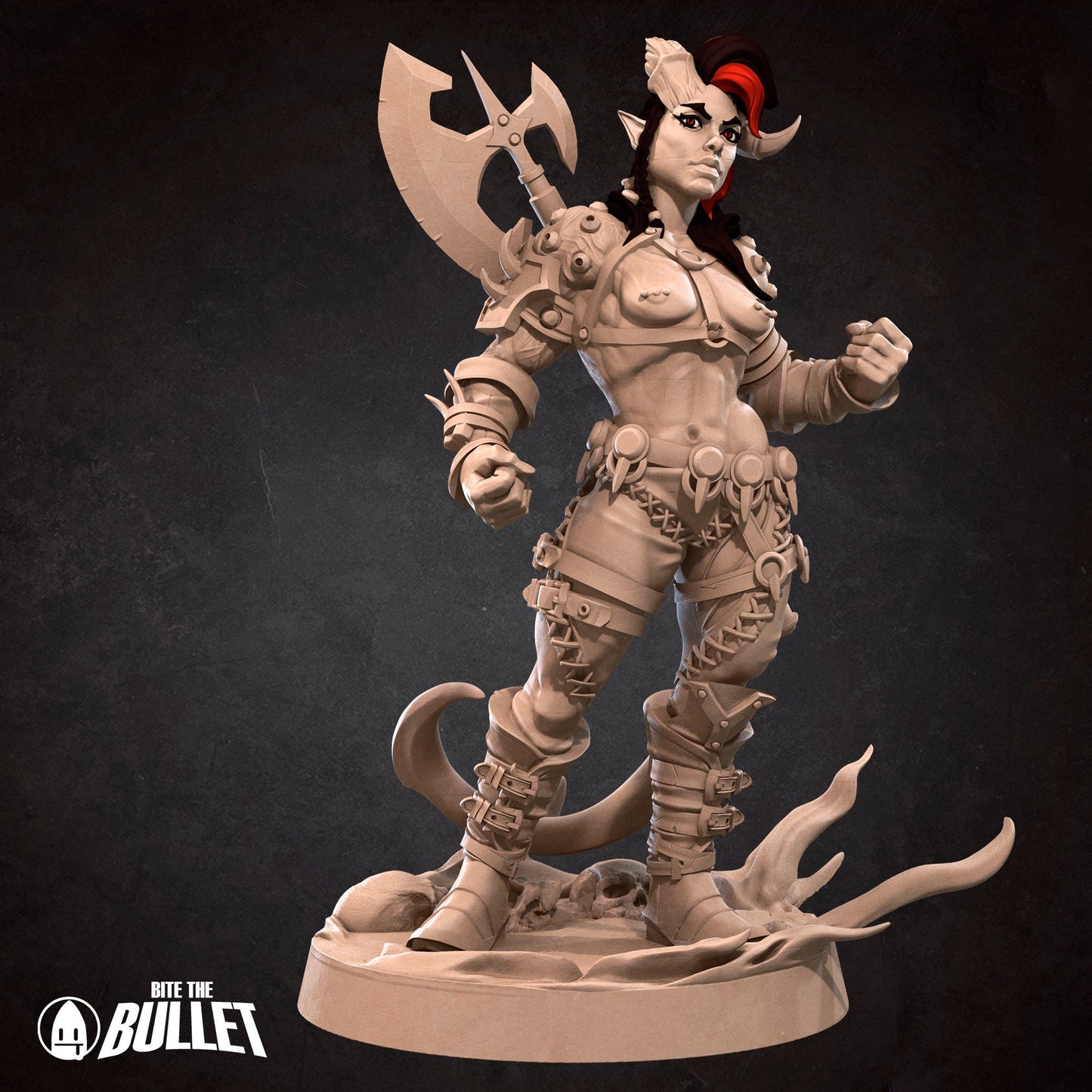 Tiefling Barbarian | NSFW Version | Bite The Bullet | 35mm Scale | Resin Printed Tabletop RPG Miniature Figures | DND | 5E