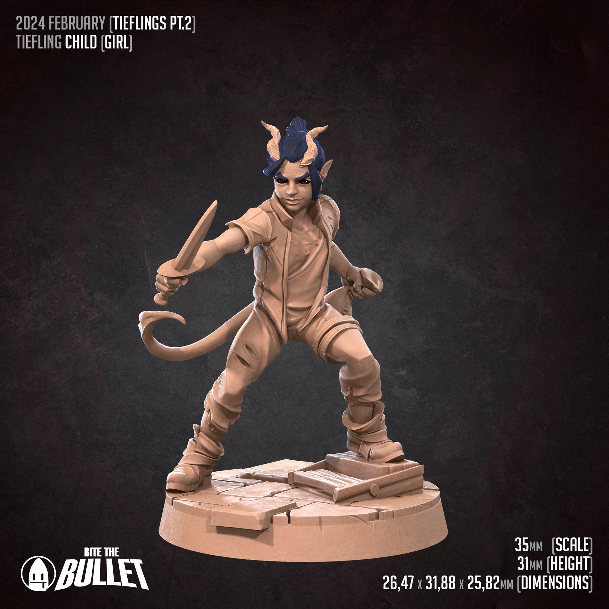 Tiefling Children Set | Bite The Bullet | 35mm Scale | Resin Printed Tabletop RPG Miniature Figures | DND | 5E