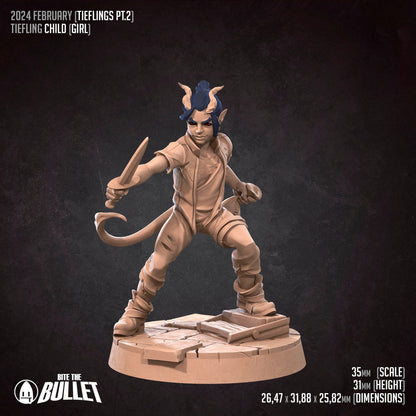 Tiefling Children Set | Bite The Bullet | 35mm Scale | Resin Printed Tabletop RPG Miniature Figures | DND | 5E