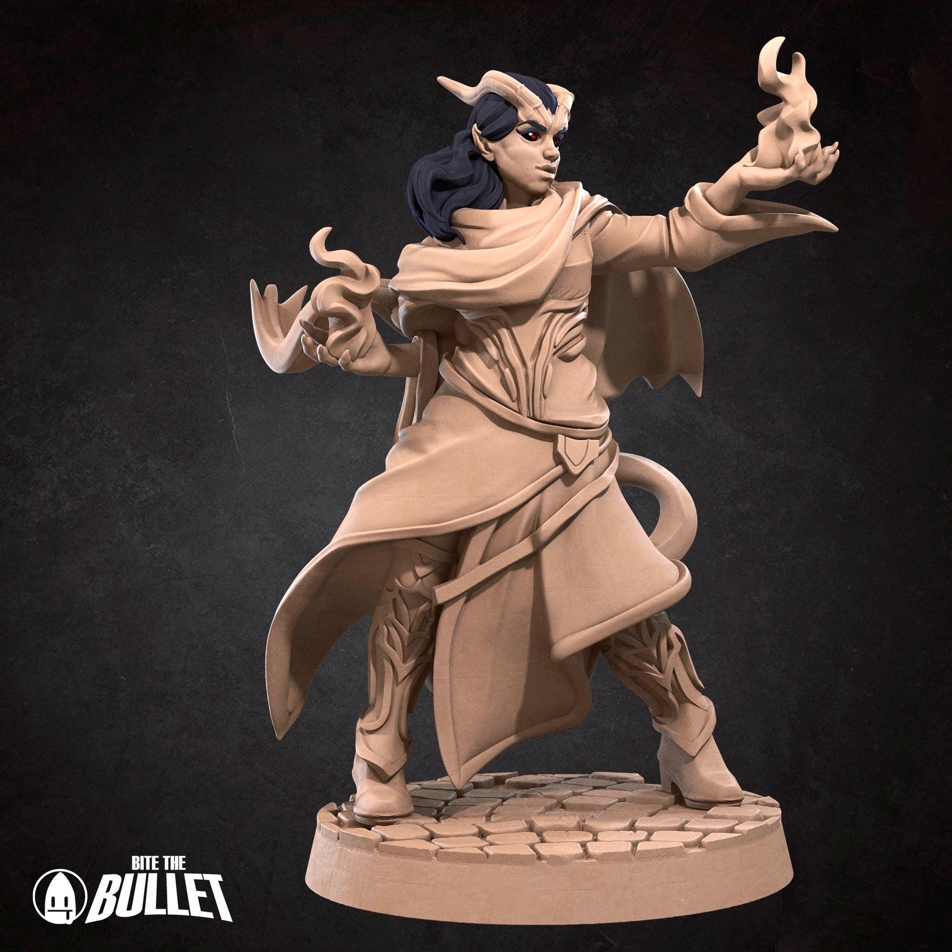 Tiefling Sorceress | Bite The Bullet | 35mm Scale | Resin Printed Tabletop RPG Miniature Figures | DND | 5E