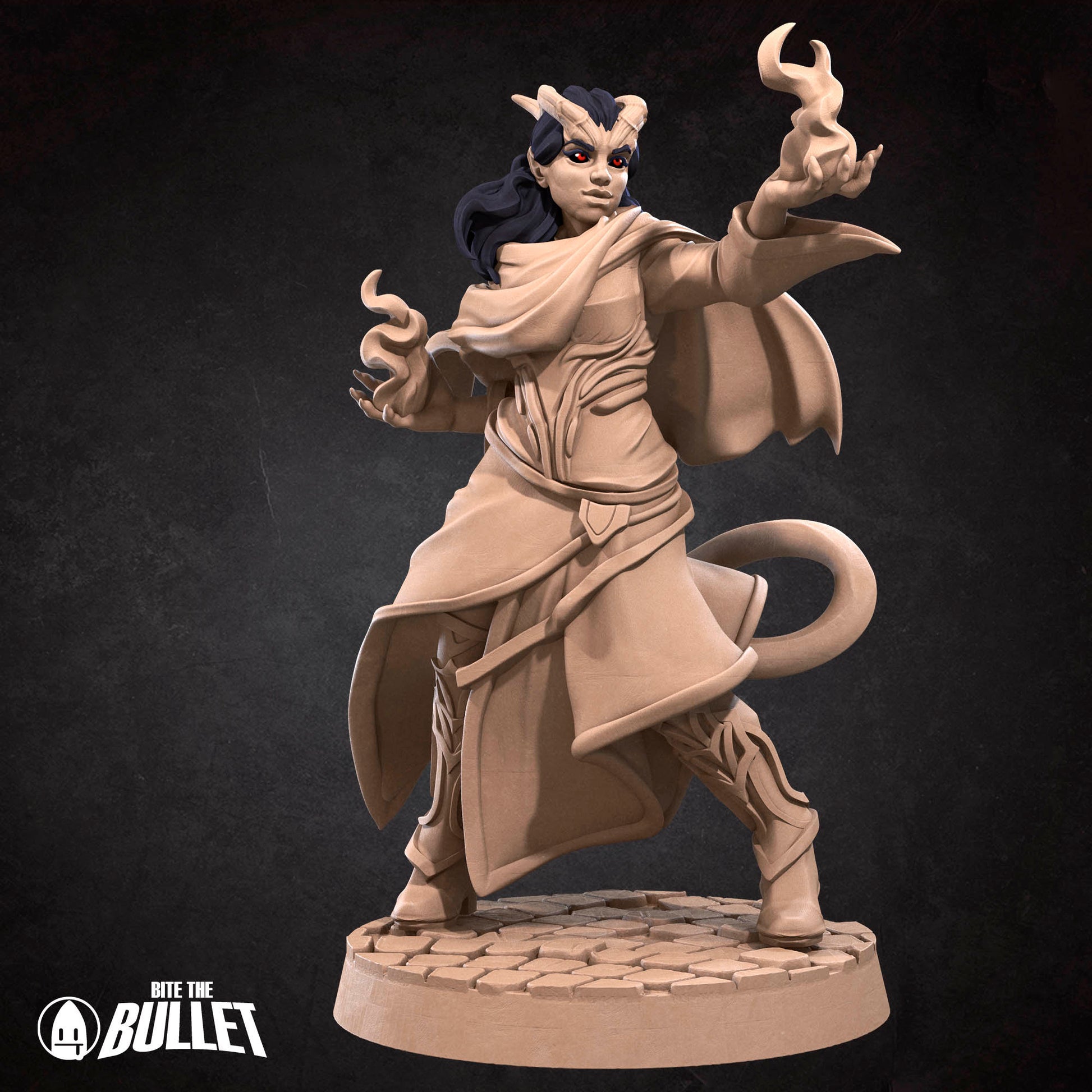Tiefling Sorceress | Bite The Bullet | 35mm Scale | Resin Printed Tabletop RPG Miniature Figures | DND | 5E