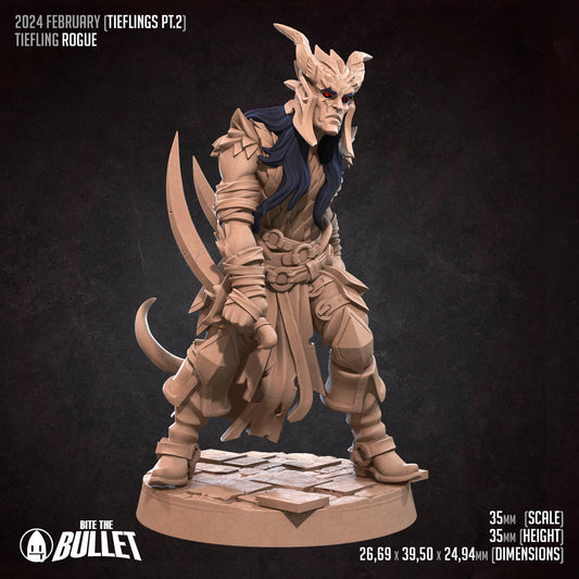 Tiefling Rogue | Bite The Bullet | 35mm Scale | Resin Printed Tabletop RPG Miniature Figures | DND | 5E