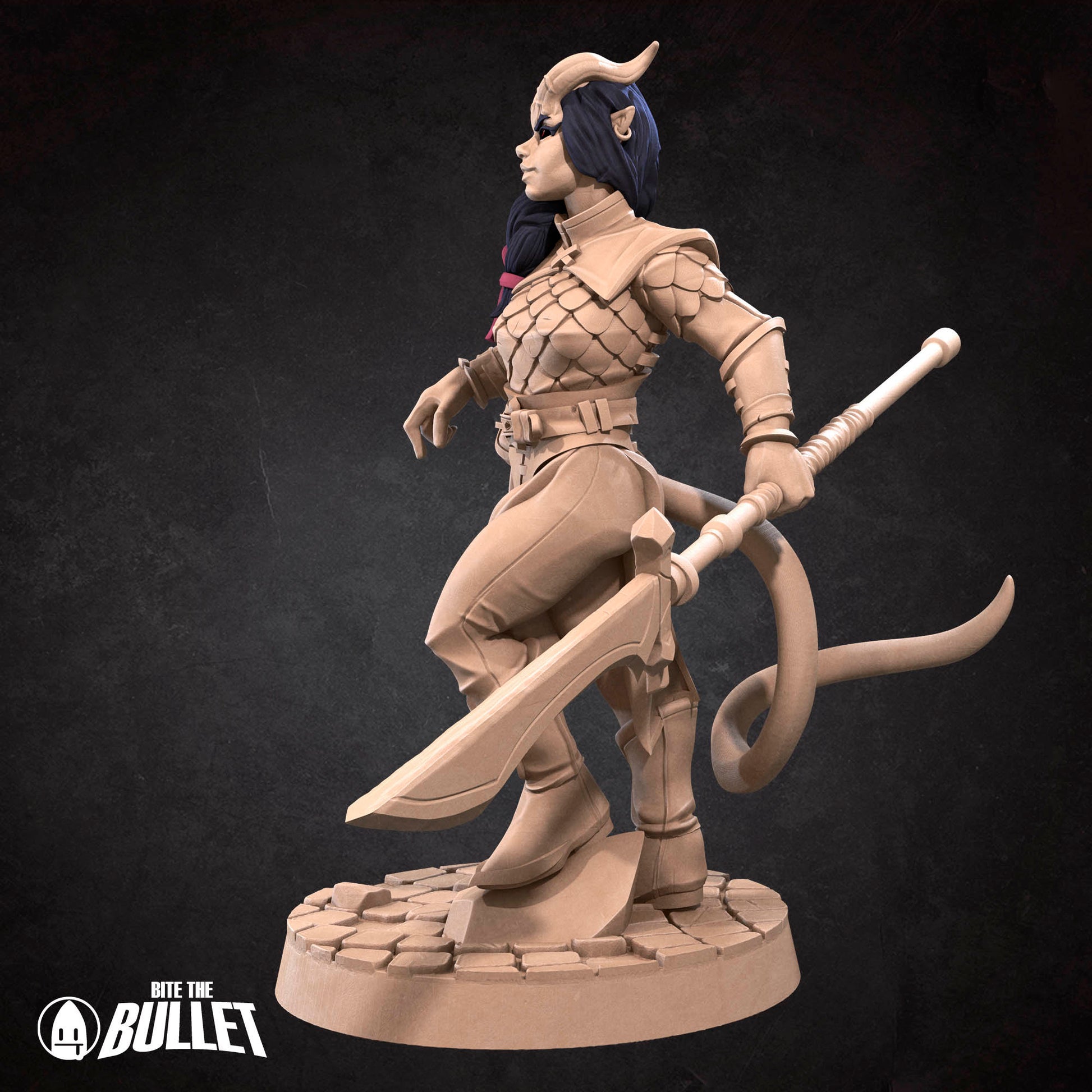Tiefling Fighter | Bite The Bullet | 35mm Scale | Resin Printed Tabletop RPG Miniature Figures | DND | 5E