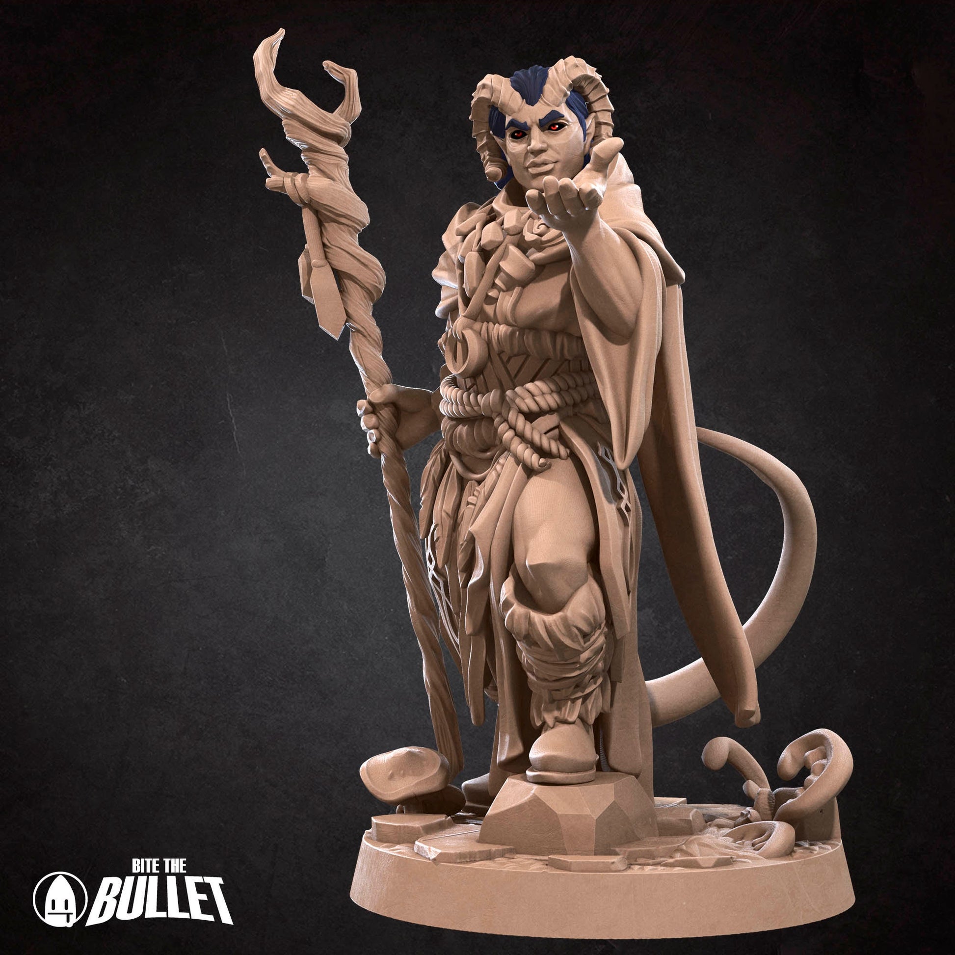 Tiefling Druid | Bite The Bullet | 35mm Scale | Resin Printed Tabletop RPG Miniature Figures | DND | 5E
