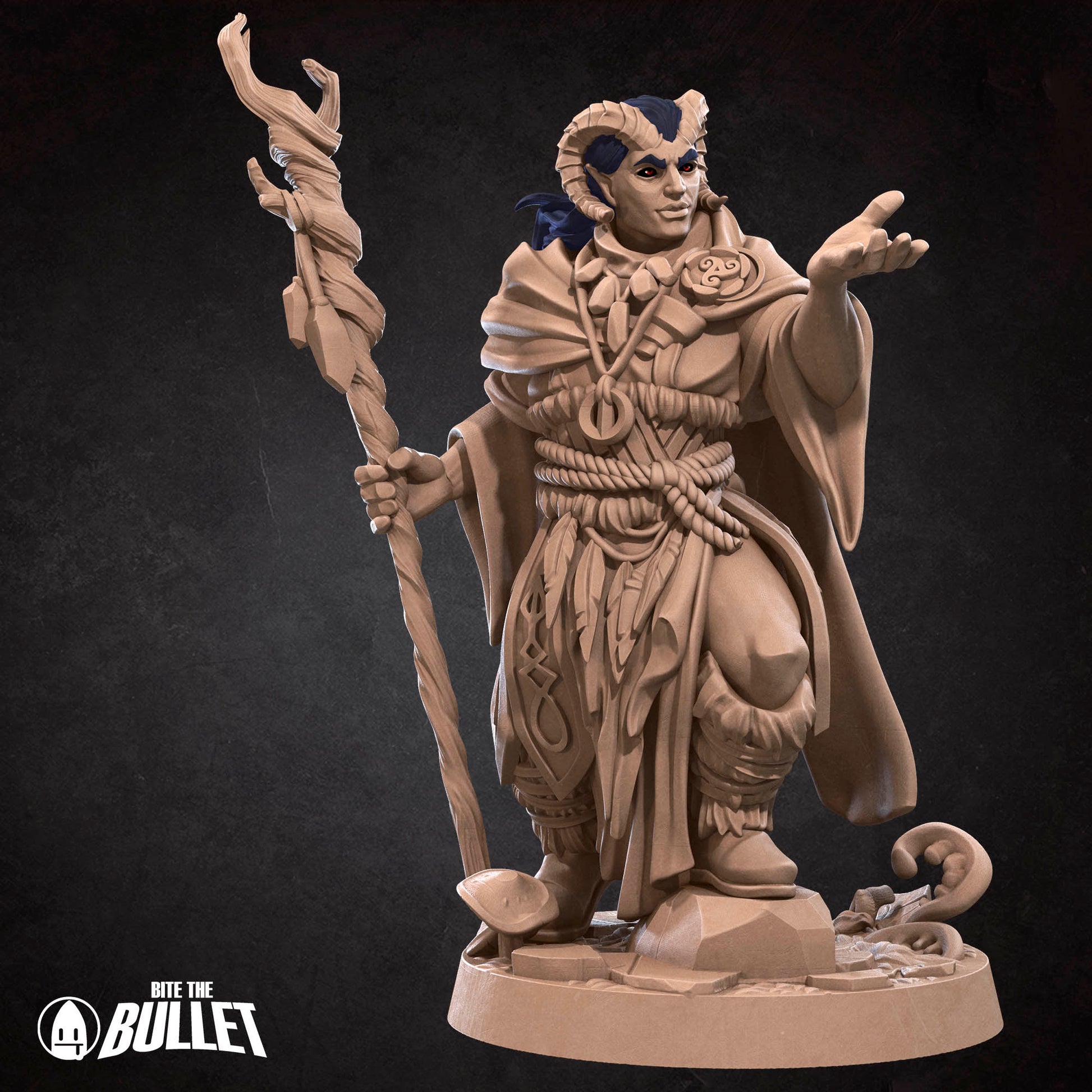 Tiefling Druid | Bite The Bullet | 35mm Scale | Resin Printed Tabletop RPG Miniature Figures | DND | 5E