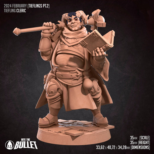 Tiefling Cleric | Bite The Bullet | 35mm Scale | Resin Printed Tabletop RPG Miniature Figures | DND | 5E