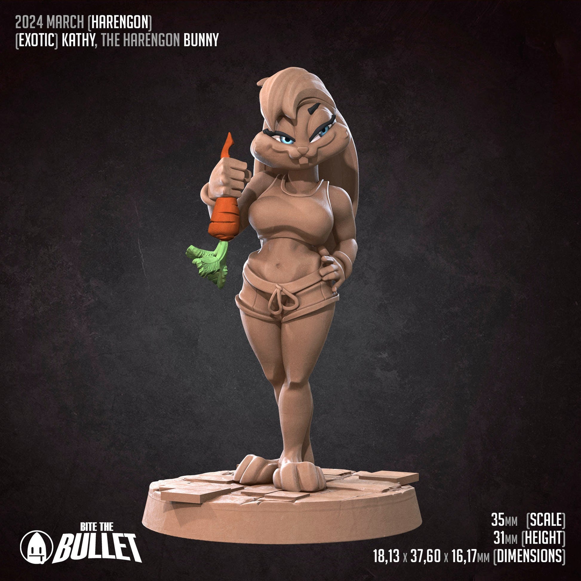 Harengon Kathy Bunny | NSFW Version | Bite The Bullet | 35mm Scale | Resin Printed Tabletop RPG Miniature Figures | DND | 5E