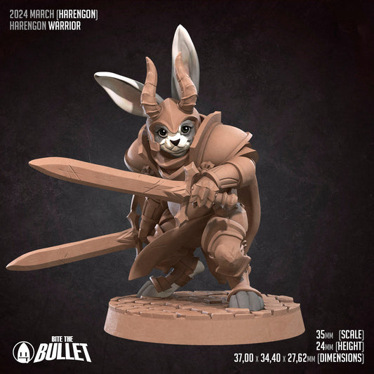Harengon Warrior | Bite The Bullet | 35mm Scale | Resin Printed Tabletop RPG Miniature Figures | DND | 5E