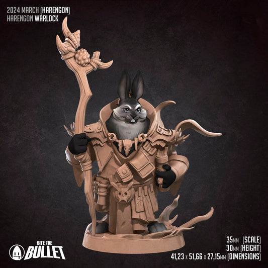 Harengon Warlock | Bite The Bullet | 35mm Scale | Resin Printed Tabletop RPG Miniature Figures | DND | 5E