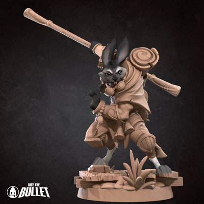 Harengon Monk | Bite The Bullet | 35mm Scale | Resin Printed Tabletop RPG Miniature Figures | DND | 5E