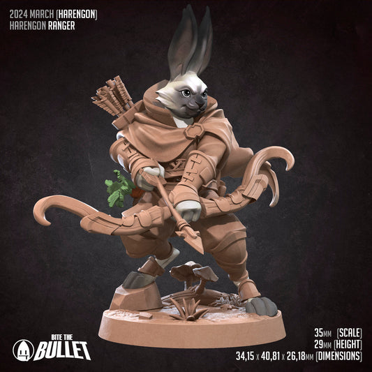 Harengon Ranger | Bite The Bullet | 35mm Scale | Resin Printed Tabletop RPG Miniature Figures | DND | 5E