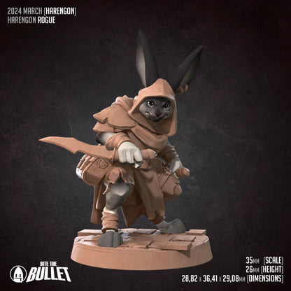 Harengon Rogue | Bite The Bullet | 35mm Scale | Resin Printed Tabletop RPG Miniature Figures | DND | 5E