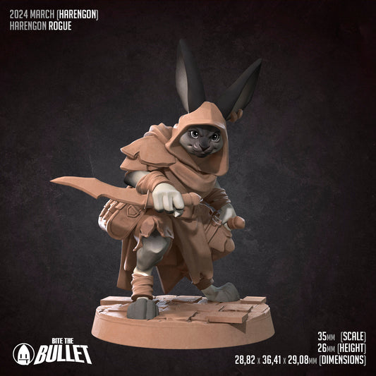 Harengon Rogue | Bite The Bullet | 35mm Scale | Resin Printed Tabletop RPG Miniature Figures | DND | 5E