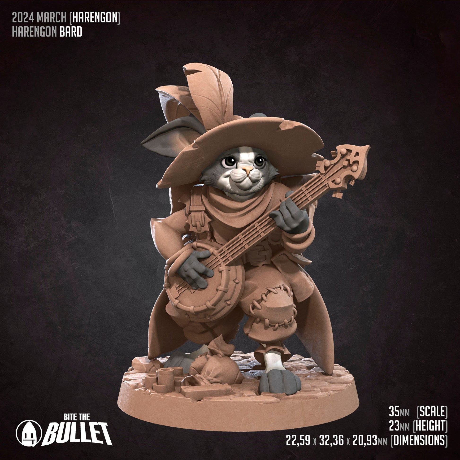 Harengon Bard | Bite The Bullet | 35mm Scale | Resin Printed Tabletop RPG Miniature Figures | DND | 5E