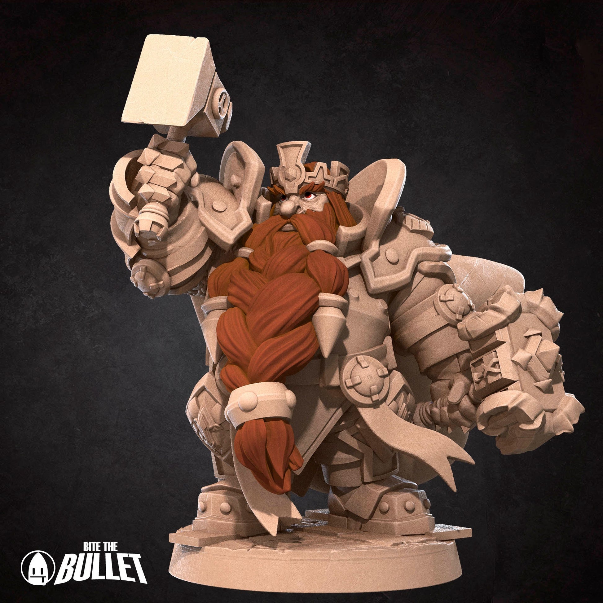Dwarf High Lord holding his hammer high and triumphant