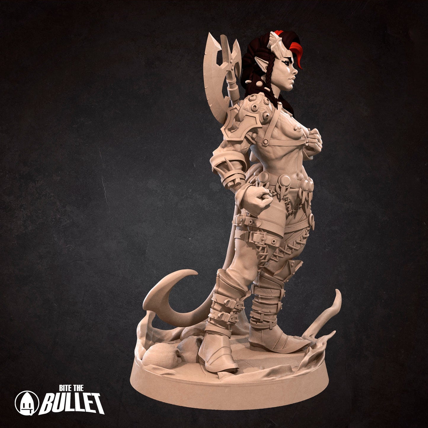 Tiefling Barbarian | NSFW Version | Bite The Bullet | 35mm Scale | Resin Printed Tabletop RPG Miniature Figures | DND | 5E