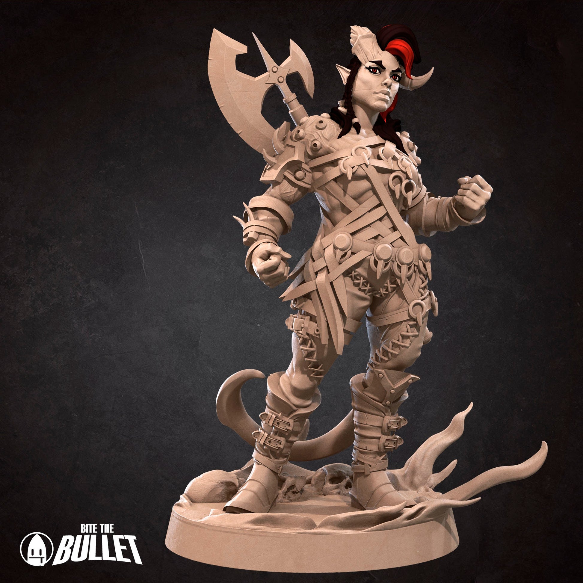 Tiefling Barbarian | NSFW Version | Bite The Bullet | 35mm Scale | Resin Printed Tabletop RPG Miniature Figures | DND | 5E