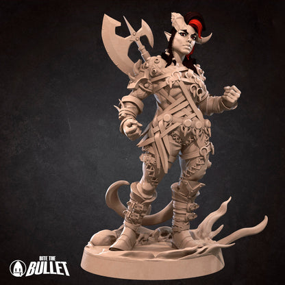 Tiefling Barbarian | NSFW Version | Bite The Bullet | 35mm Scale | Resin Printed Tabletop RPG Miniature Figures | DND | 5E