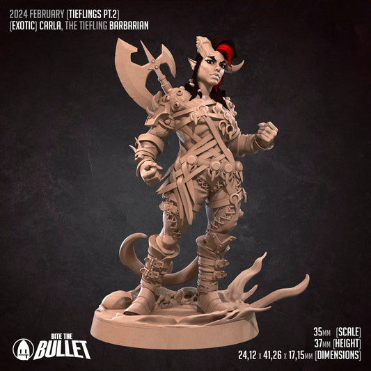 Tiefling Barbarian | NSFW Version | Bite The Bullet | 35mm Scale | Resin Printed Tabletop RPG Miniature Figures | DND | 5E