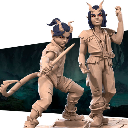 Tiefling Children Set | Bite The Bullet | 35mm Scale | Resin Printed Tabletop RPG Miniature Figures | DND | 5E