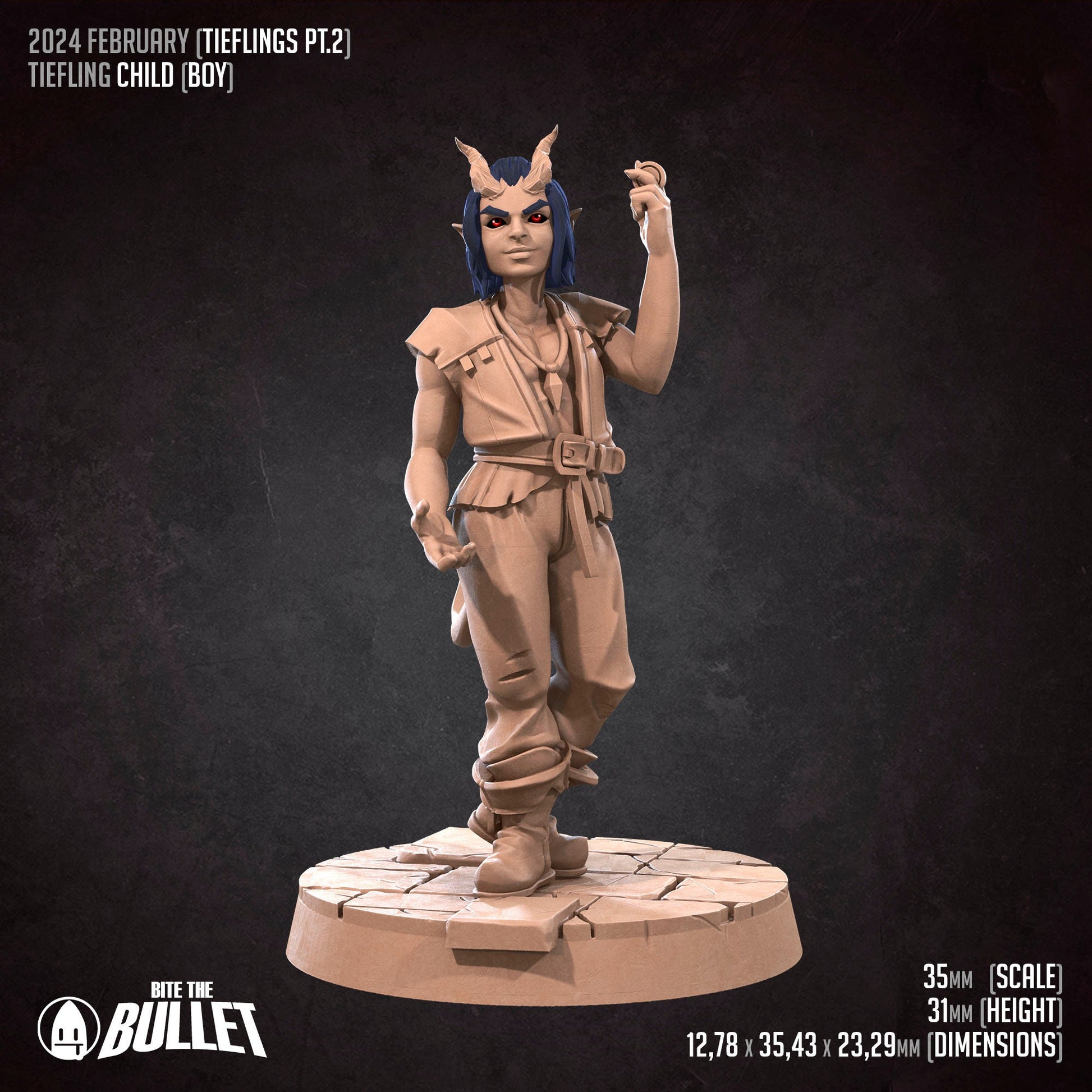 Tiefling Children Set | Bite The Bullet | 35mm Scale | Resin Printed Tabletop RPG Miniature Figures | DND | 5E