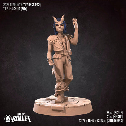 Tiefling Children Set | Bite The Bullet | 35mm Scale | Resin Printed Tabletop RPG Miniature Figures | DND | 5E