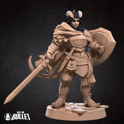 Tiefling Paladin | Bite The Bullet | 35mm Scale | Resin Printed Tabletop RPG Miniature Figures | DND | 5E