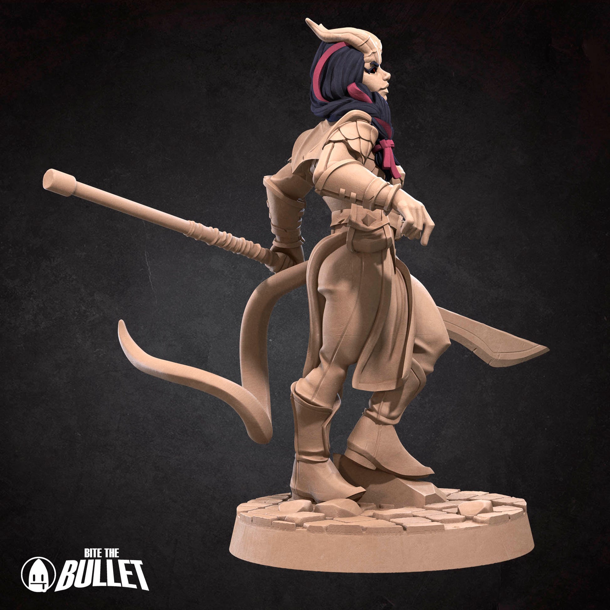 Tiefling Fighter | Bite The Bullet | 35mm Scale | Resin Printed Tabletop RPG Miniature Figures | DND | 5E