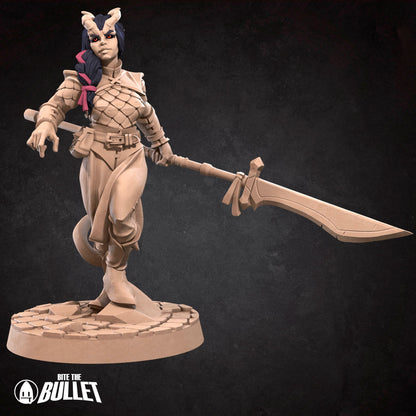 Tiefling Fighter | Bite The Bullet | 35mm Scale | Resin Printed Tabletop RPG Miniature Figures | DND | 5E