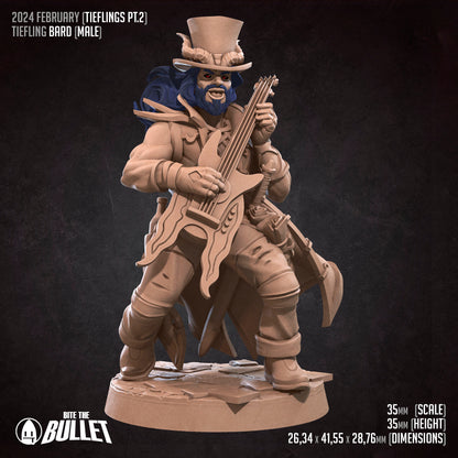Tiefling Bard | Bite The Bullet | 35mm Scale | Resin Printed Tabletop RPG Miniature Figures | DND | 5E