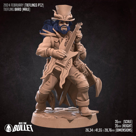 Tiefling Bard | Bite The Bullet | 35mm Scale | Resin Printed Tabletop RPG Miniature Figures | DND | 5E