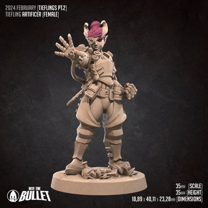 Tiefling Artificer | Bite The Bullet | 35mm Scale | Resin Printed Tabletop RPG Miniature Figures | DND | 5E