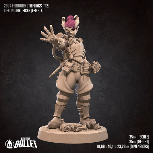 Tiefling Artificer | Bite The Bullet | 35mm Scale | Resin Printed Tabletop RPG Miniature Figures | DND | 5E