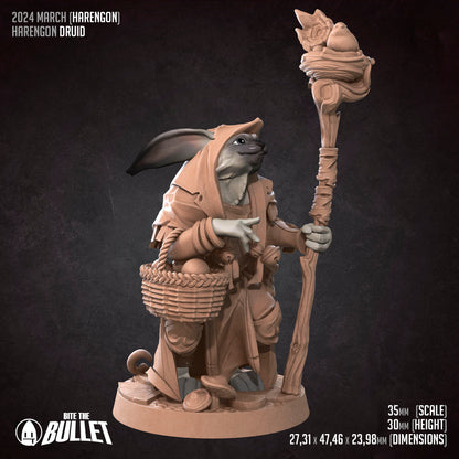 Harengon Druid | Bite The Bullet | 35mm Scale | Resin Printed Tabletop RPG Miniature Figures | DND | 5E
