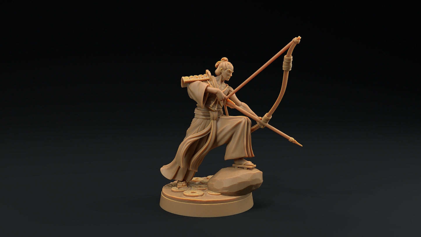 Archers Set | Dragon Trappers Lodge | Chosen Of The Kami | 32mm Scale Resin Printed Tabletop RPG Figure For DND
