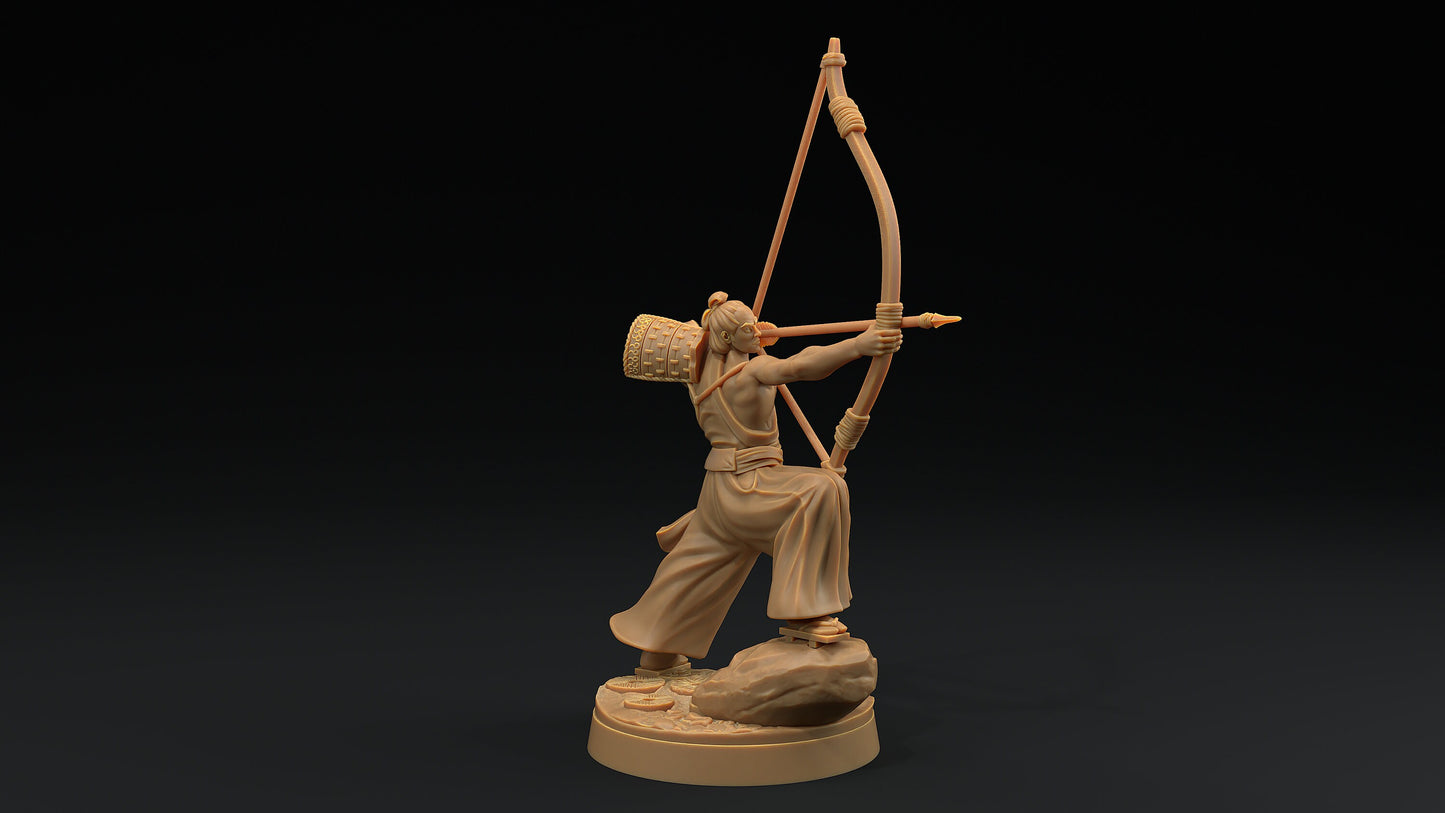 Archers Set | Dragon Trappers Lodge | Chosen Of The Kami | 32mm Scale Resin Printed Tabletop RPG Figure For DND