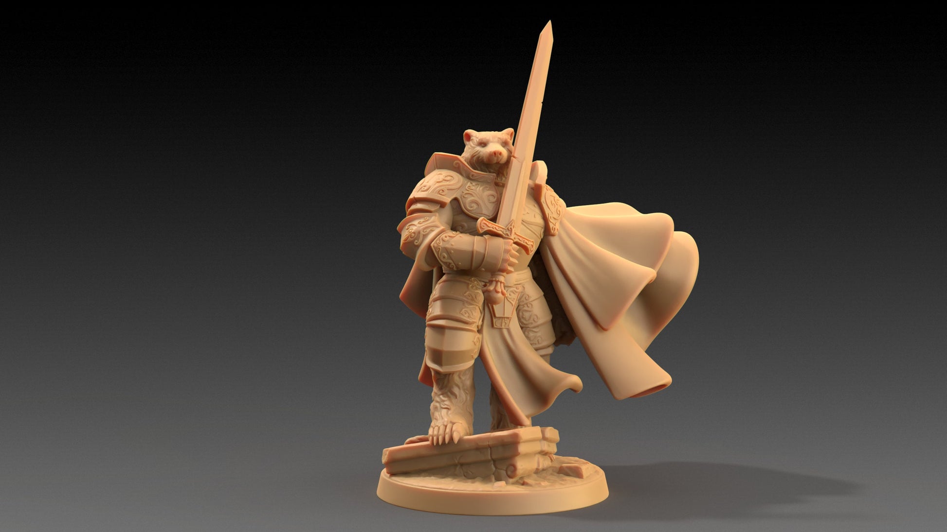 Lord Samson, Badger Knight | Dragon Trappers Lodge | The Critterfolk of Bluewoods Barrows | 32mm Scale Resin Printed TTRPG Figure For DND