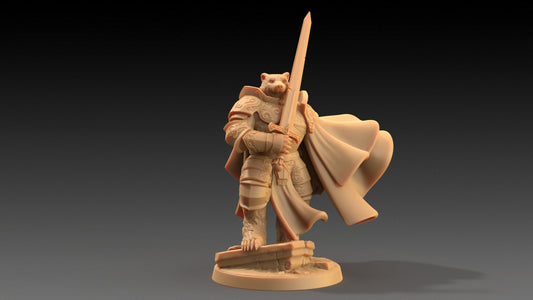 Lord Samson, Badger Knight | Dragon Trappers Lodge | The Critterfolk of Bluewoods Barrows | 32mm Scale Resin Printed TTRPG Figure For DND