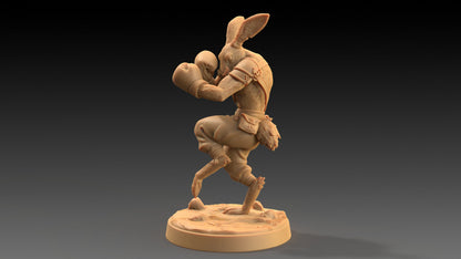 Moose Lightfoot, Hare Pugilist | Dragon Trappers Lodge | The Critterfolk of Bluewoods Barrows | 32mm Resin Printed TTRPG Figure For DND