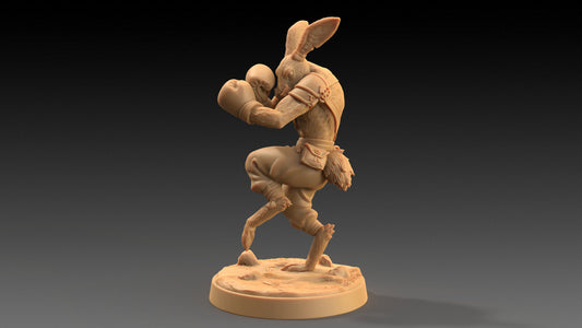 Moose Lightfoot, Hare Pugilist | Dragon Trappers Lodge | The Critterfolk of Bluewoods Barrows | 32mm Resin Printed TTRPG Figure For DND