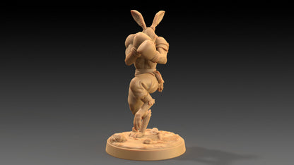 Moose Lightfoot, Hare Pugilist | Dragon Trappers Lodge | The Critterfolk of Bluewoods Barrows | 32mm Resin Printed TTRPG Figure For DND