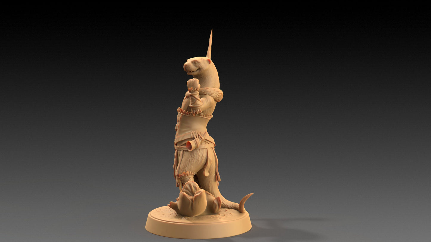 Pearl, Otter Spearmaster | Dragon Trappers Lodge | The Critterfolk of Bluewoods Barrows | 32mm Scale Resin Printed TTRPG Figure For DND