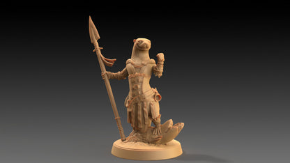 Pearl, Otter Spearmaster | Dragon Trappers Lodge | The Critterfolk of Bluewoods Barrows | 32mm Scale Resin Printed TTRPG Figure For DND