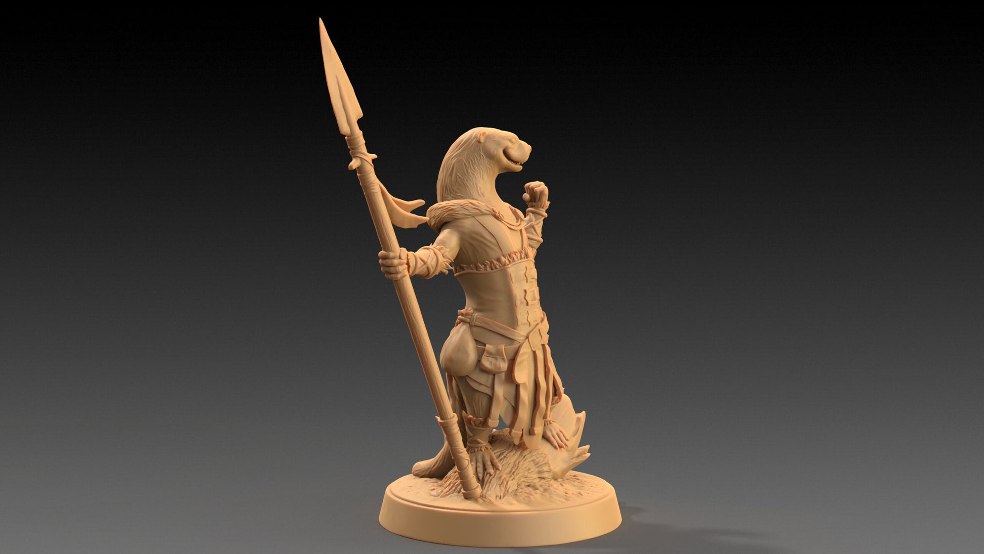 Pearl, Otter Spearmaster | Dragon Trappers Lodge | The Critterfolk of Bluewoods Barrows | 32mm Scale Resin Printed TTRPG Figure For DND