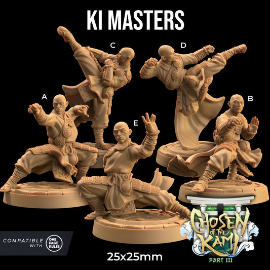 Ki Masters Set | Dragon Trappers Lodge | Chosen Of The Kami | 32mm Scale Resin Printed Tabletop RPG Figure For DND