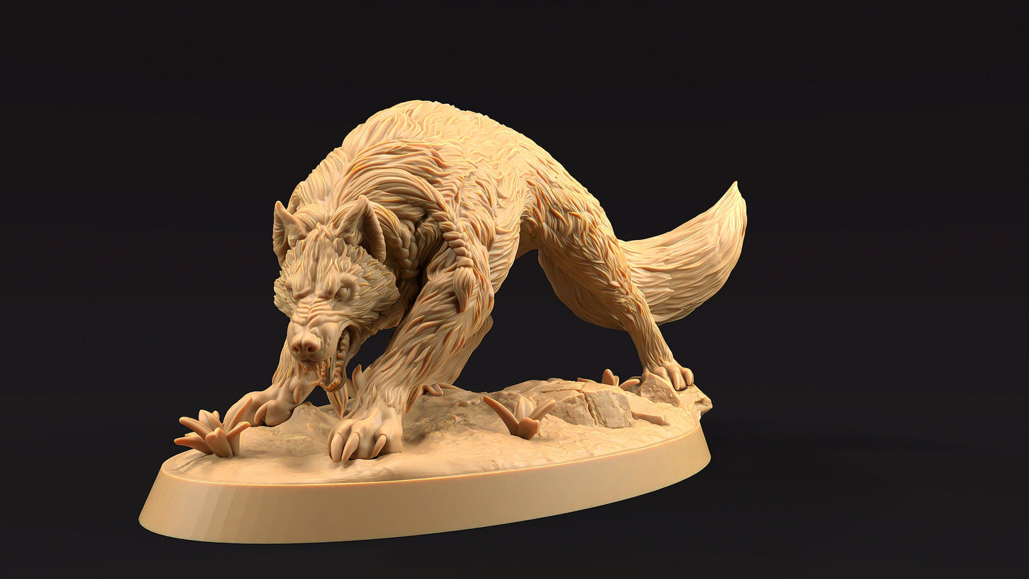 Moonborn Wolves Set | Dragon Trappers Lodge | The Moon Enclave | 32mm Scale Resin Printed Tabletop RPG Figure For DND